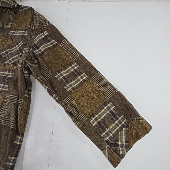ORTON BROTHERS PATCHWORK BROWN FLANNEL SHIRT MEN'S SIZE LARGE - Picture 8 of 16